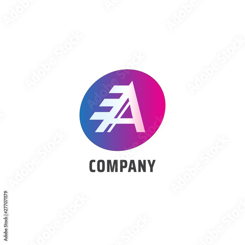 Letter A Alphabet Logo Design Template, EA Logo Concept, Speed, Fast, Colorful Gradient, Red Blue White Pink
