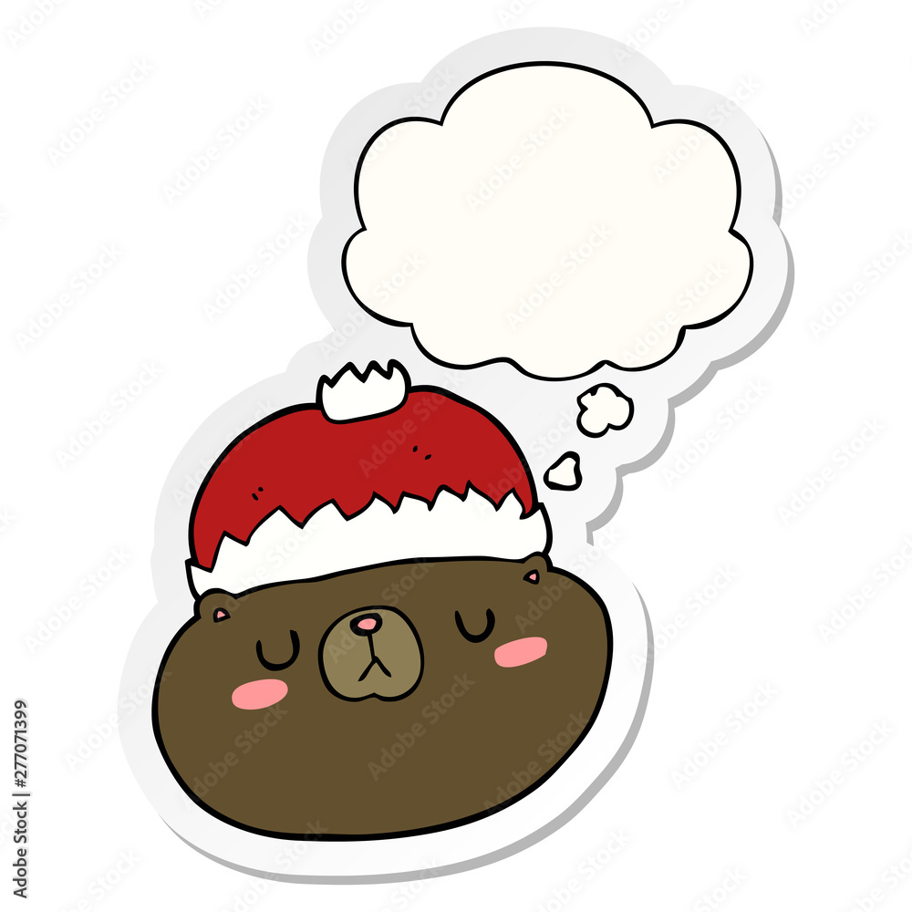 cartoon christmas bear and thought bubble as a printed sticker cartoon christmas bear and thought bubble as a printed sticker