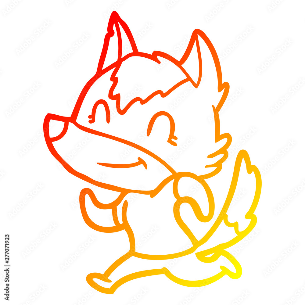 warm gradient line drawing friendly cartoon wolf warm gradient line drawing friendly cartoon wolf