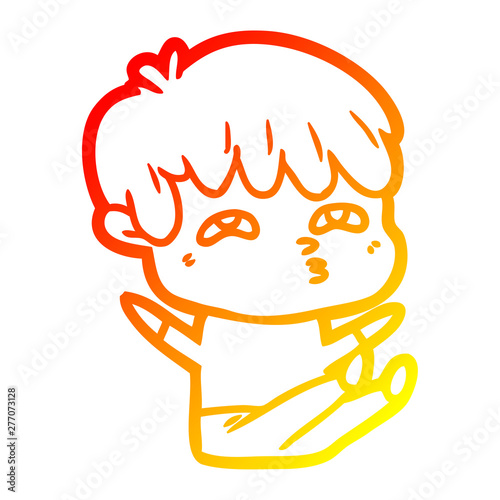 warm gradient line drawing cartoon curious man