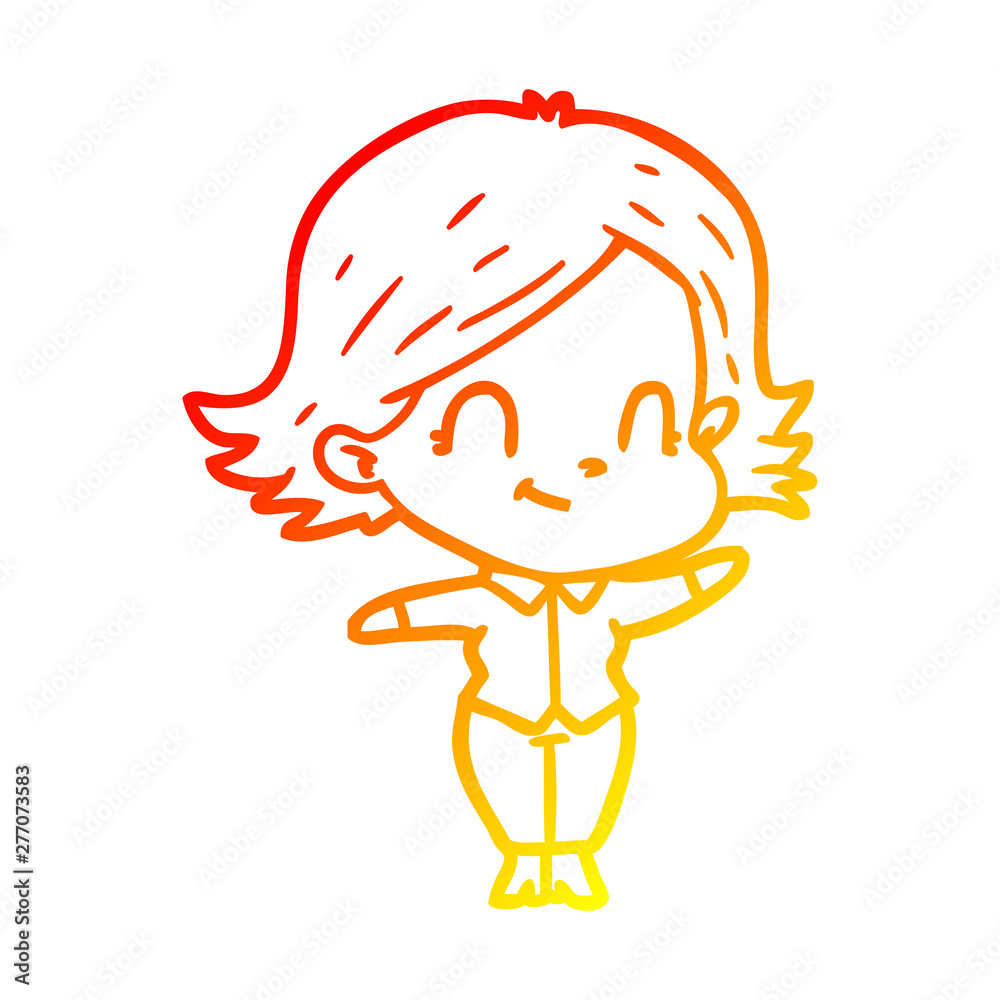 warm gradient line drawing cartoon friendly girl warm gradient line drawing cartoon friendly girl
