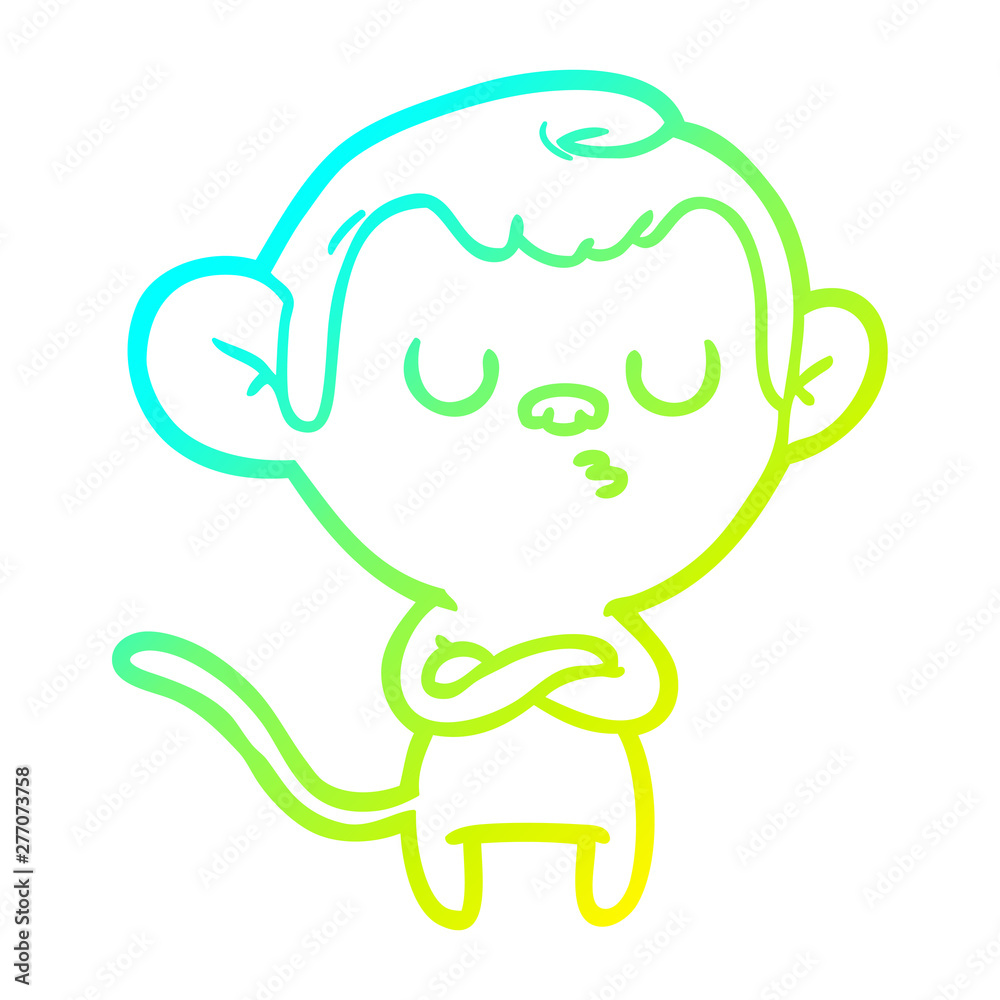 Obraz premium cold gradient line drawing cartoon annoyed monkey