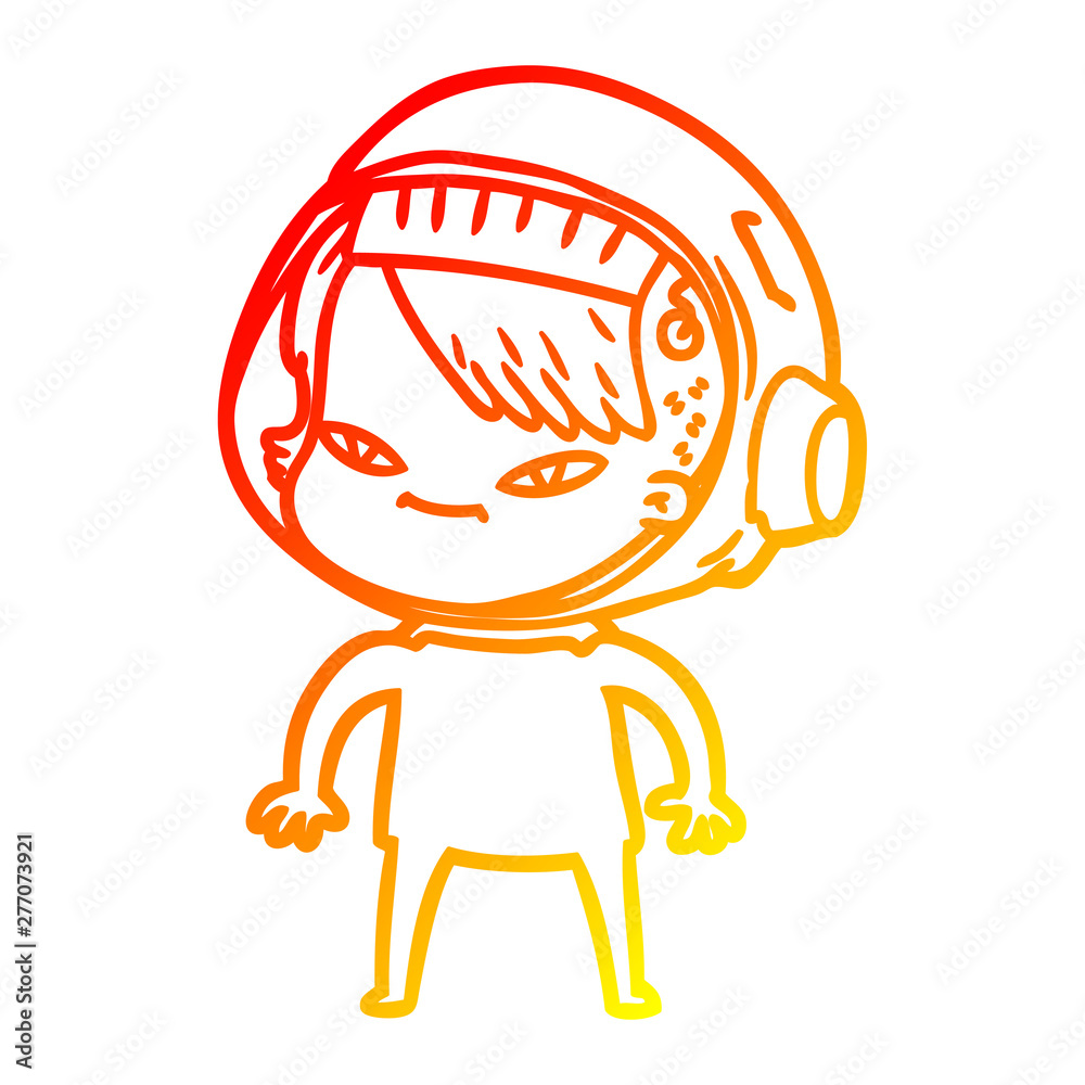 warm gradient line drawing cartoon astronaut woman warm gradient line drawing cartoon astronaut woman