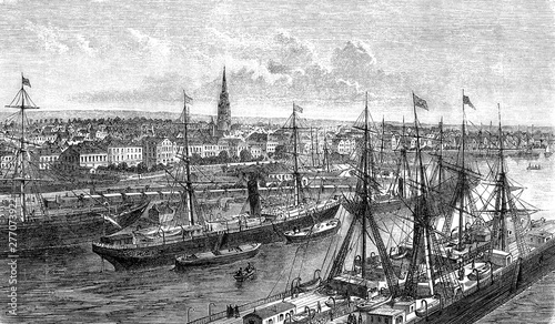 Φωτογραφία Panoramic view of Bremenhaven seaport of the Free hanseatic city of Bremen on th