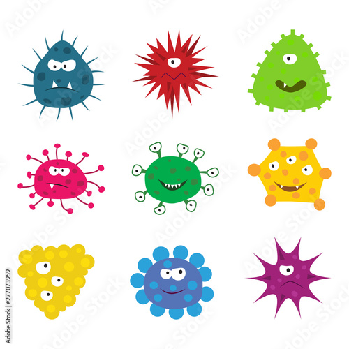 Set of funny cartoon viruses, illustration