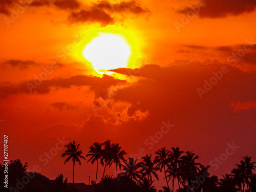Tropical sunset in Unawatuna Beach  Sri Lanka