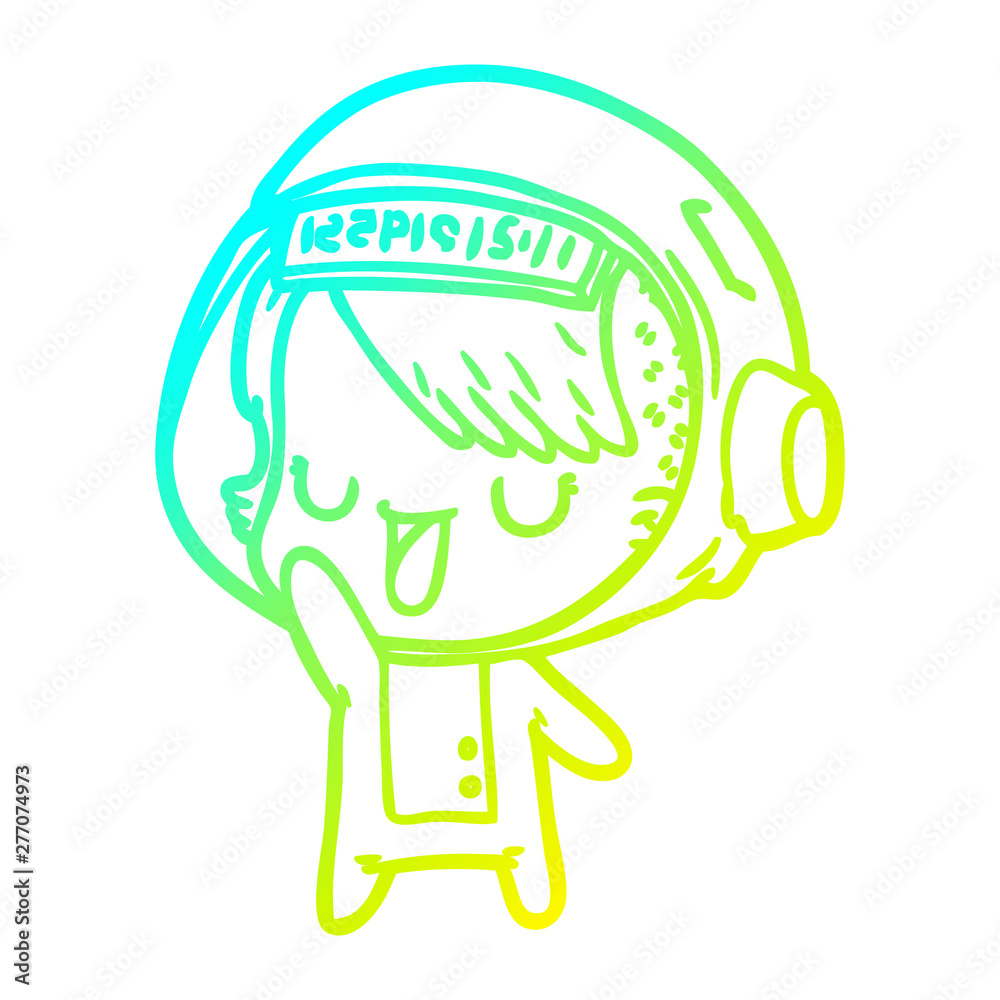 cold gradient line drawing cartoon astronaut woman cold gradient line drawing cartoon astronaut woman