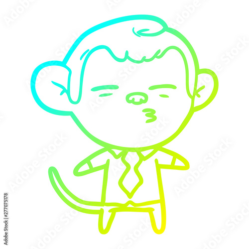 cold gradient line drawing cartoon suspicious monkey