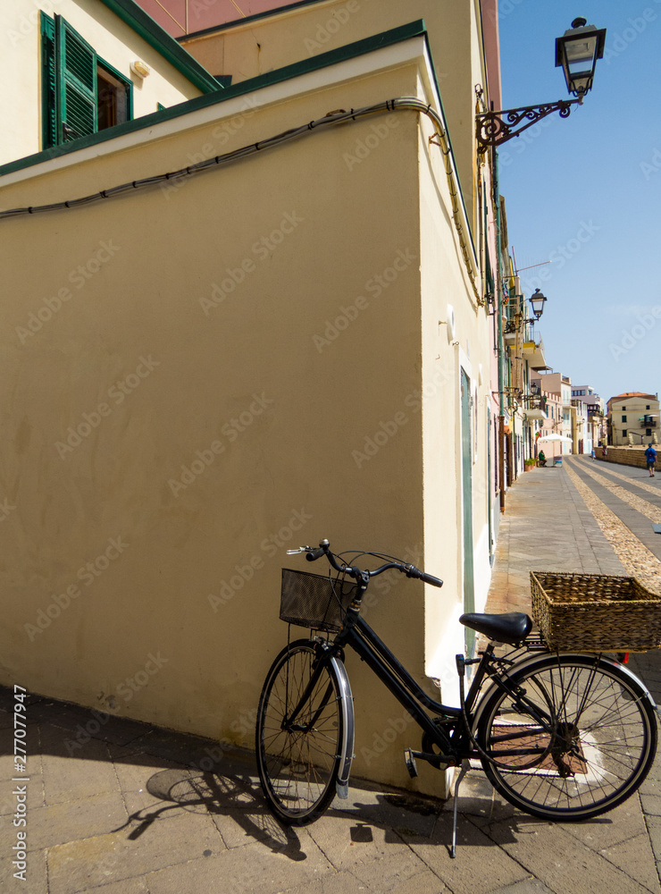 Alghero, Sardinia, Italy - A lonely bicycle on the seafront