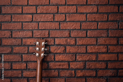 Guitar at home, selective focus (detailed close-up shot)