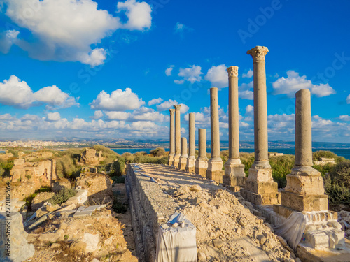 Ancient Roman ruins in Tyre, Lebanon photo