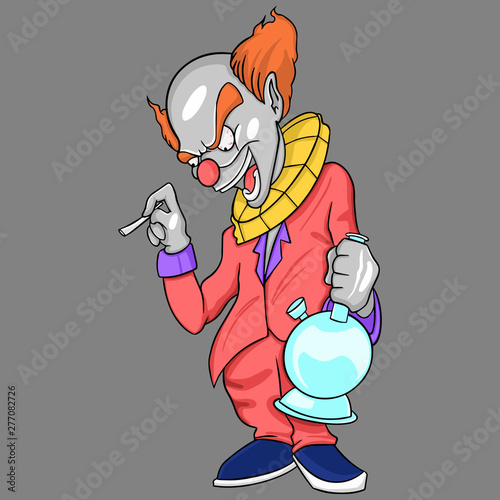 the clown character is smoking marijuana