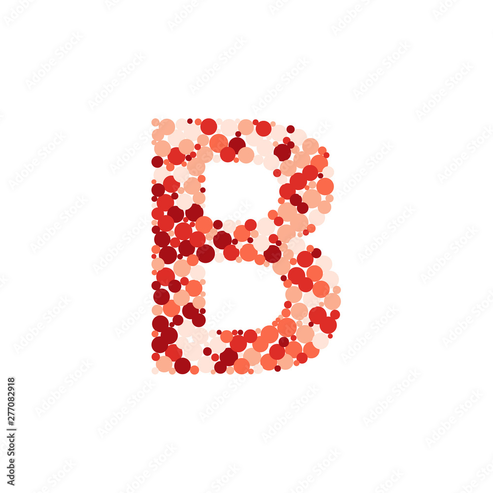 B letter color distributed circles dots illustration B letter color distributed circles dots illustration