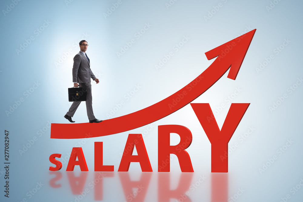 Obraz premium Concept of increasing salary with businessman