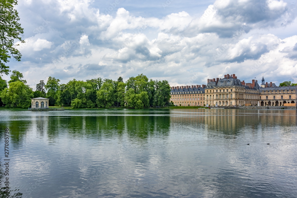 Fontainebleau palace (Chateau de Fontainebleau) and park near Paris, France