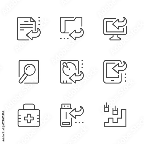 Set line icons of data recovery