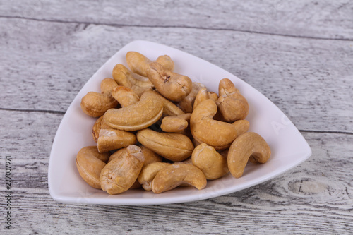 Cashew nuts heap in the bowl