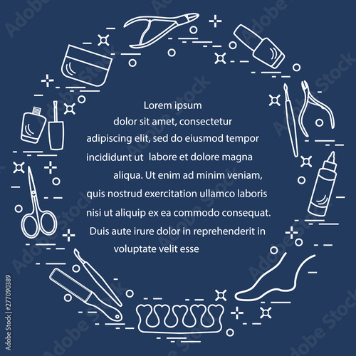 Silhouette of manicure and pedicure tools and products for beauty and care.