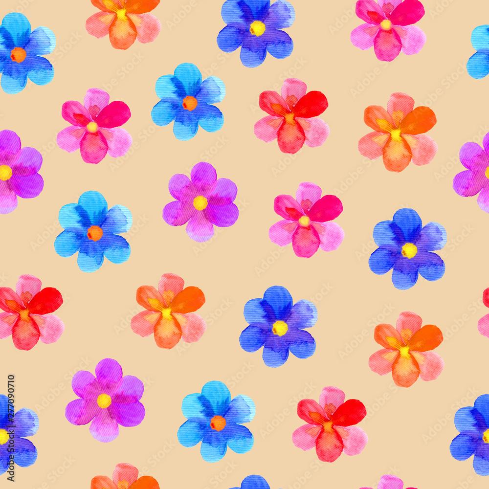 Seamless pattern with flowers on cream background Seamless pattern with flowers on cream background