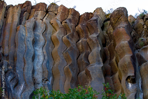 Basalt columns curvy detail photo