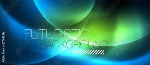 Blue neon bubbles and circles abstract background, futuristic magic techno design