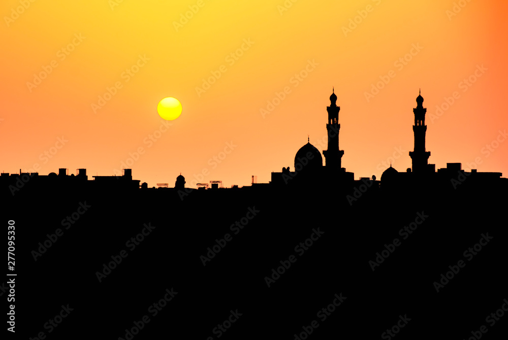 Mosque sunset silhouette