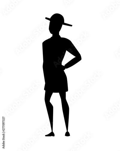 Black silhouette adult male firefighter stand on ground wearing fireproof form cartoon character design flat vector illustration