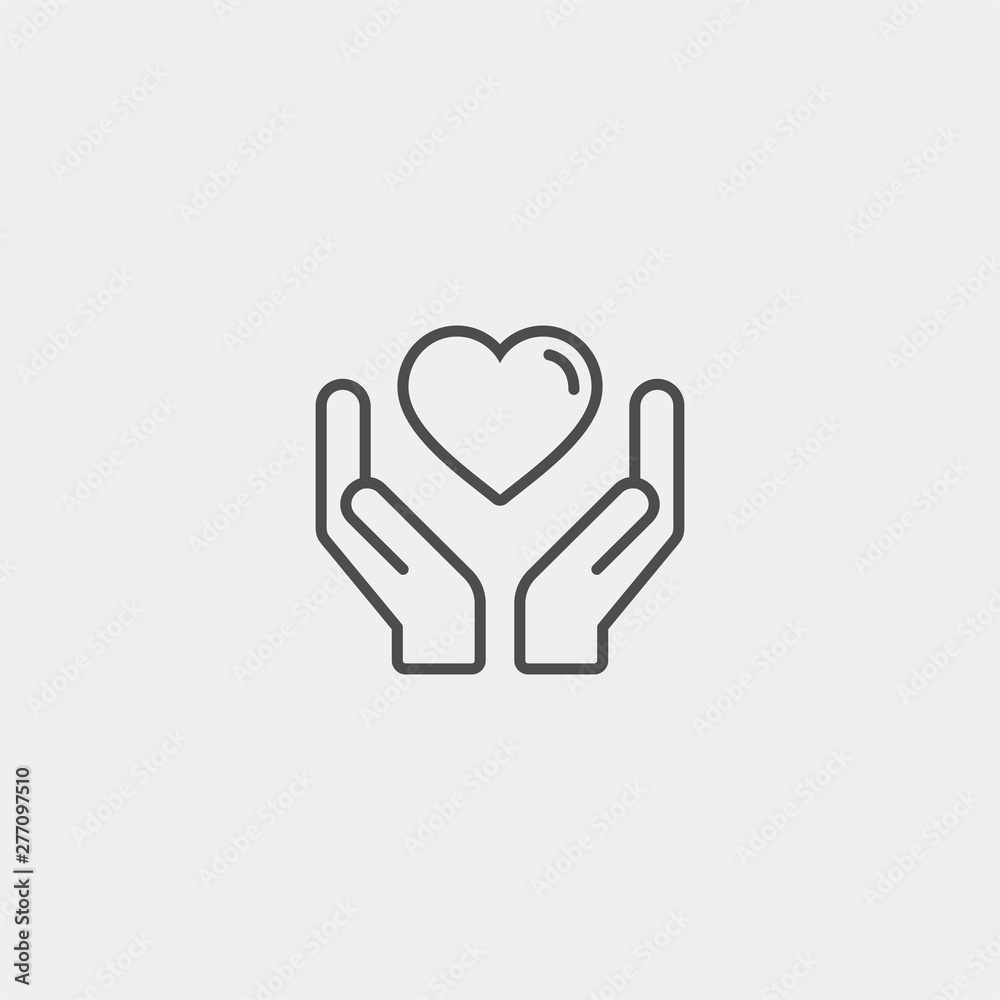 Heart in palms flat vector icon. Human flat vector icon Heart in palms flat vector icon. Human flat vector icon