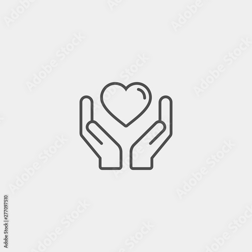 Heart in palms flat vector icon. Human flat vector icon