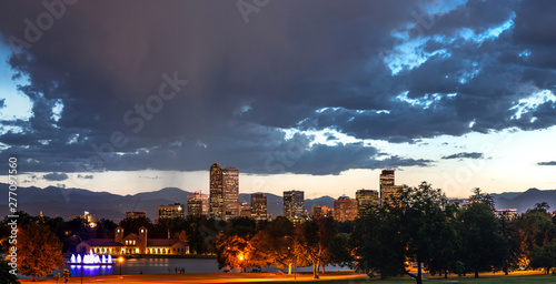 Denver skyline panorama at night