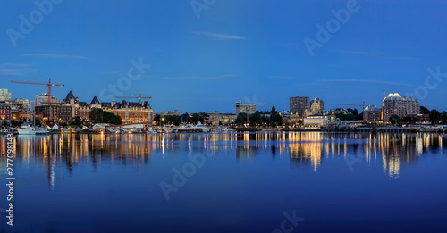 Panorama of Victoria BC inner harbor at night. © Gregory Johnston