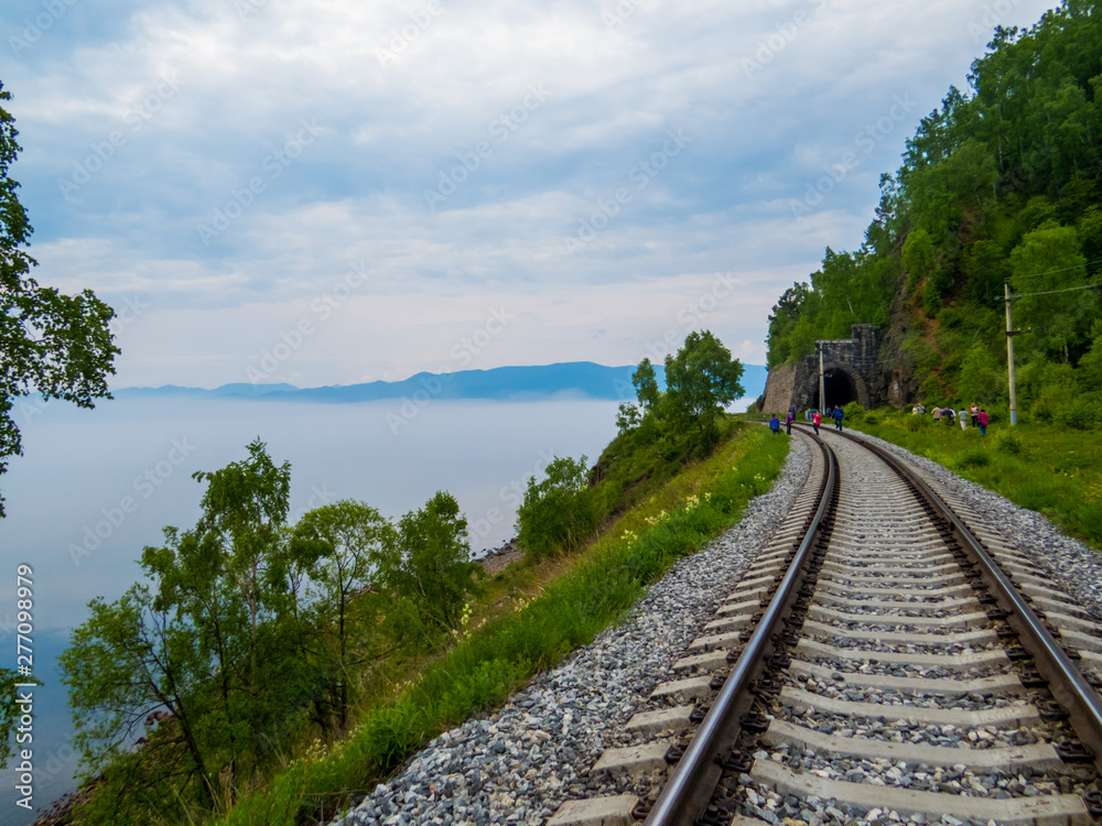 Obraz premium The Railway around the Lake Baikal, Russia