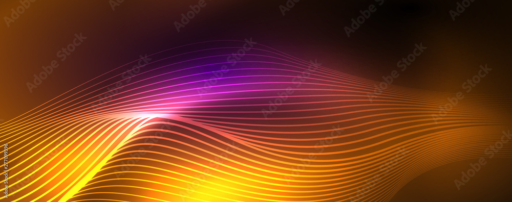 Neon vector wave lines abstract background, magic futuristic techno design Neon vector wave lines abstract background, magic futuristic techno design