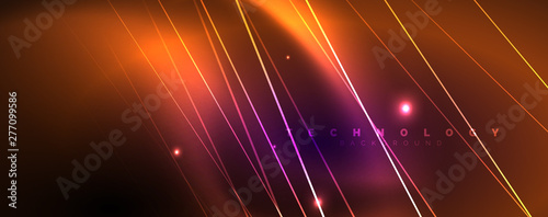 Color light with lines, outer space background, bright rays