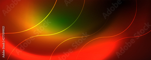 Shiny neon lines template - northern lights glowing blur lines. Futuristic style glow neon 80s disco club or night party techno template