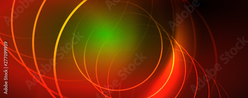 Shiny neon lines template - northern lights glowing blur lines. Futuristic style glow neon 80s disco club or night party techno template