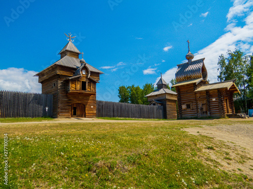 Orthodox wooden church in the Taltsy Architectural-Ethnographic Museum, Irkutsk, Siberia, Russia