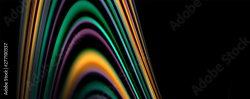 Fluid color swirls on black. Modern background with trendy design