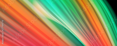 Abstract wave lines fluid rainbow style color stripes on black background. Artistic illustration for presentation, app wallpaper, banner or poster