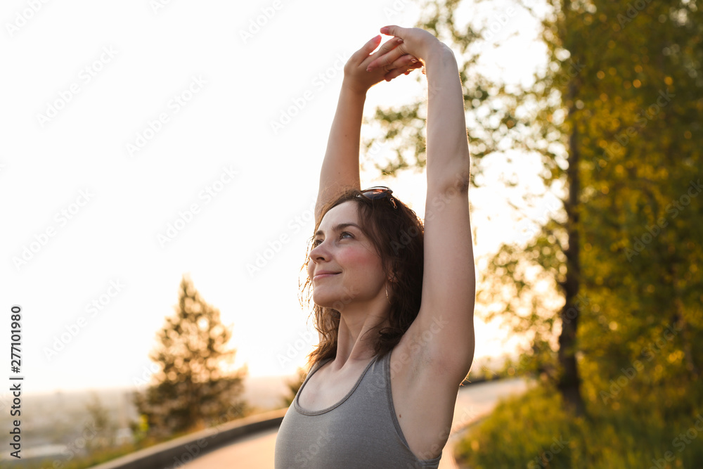 brunette girl doing sport exercises, stretching brunette girl doing sport exercises, stretching