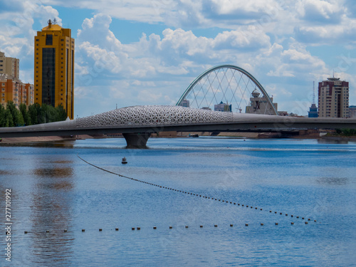 View of the Atyrau Bridge across the Ishim River in Nur-Sultan (Astana), Kazakhstan photo