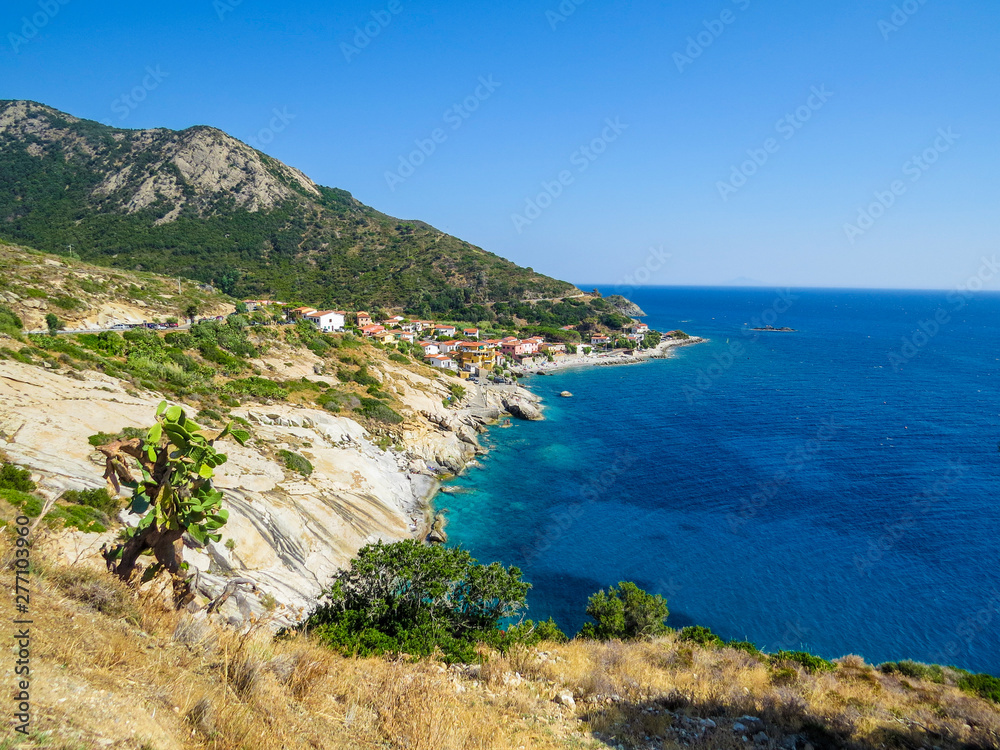 Pomonte Beach (or Le Scalette) in Marciana, Elba Island, Tuscany, Italy