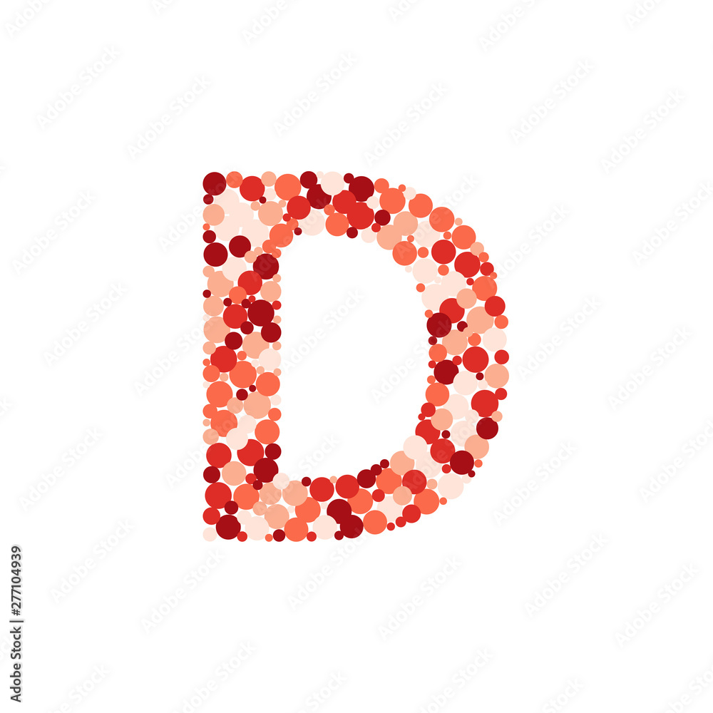 D letter color distributed circles dots illustration D letter color distributed circles dots illustration