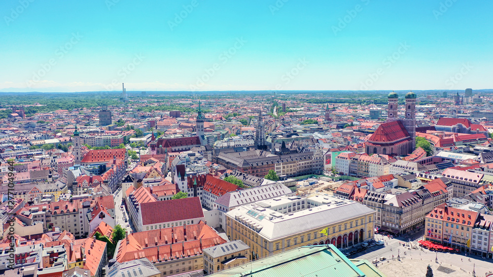 aerial view of the inner city of Munich, Bavaria, Germany