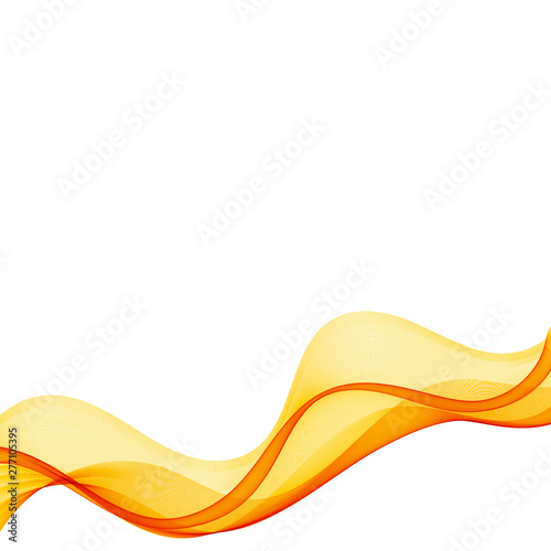  Horizontal yellow abstract wave on a white background. Design element