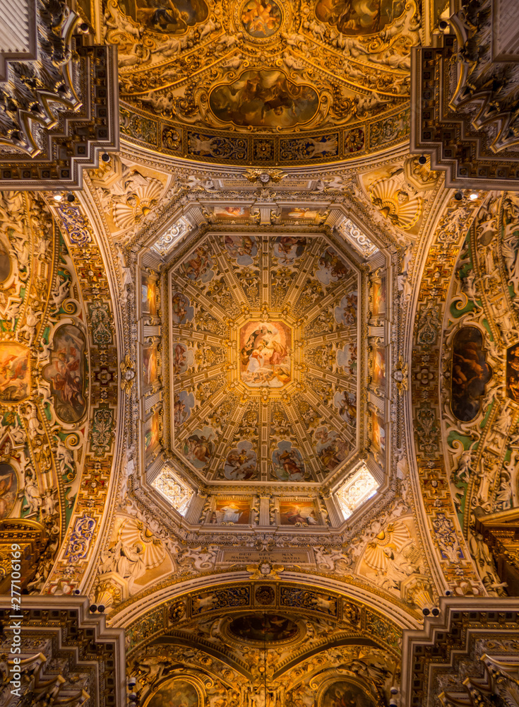 View of the interior of the Basilica of Santa Maria Maggiore in Bergamo, Italy 