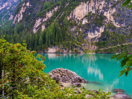 Lake Braies (also known as Pragser Wildsee or Lake Prags), South Tyrol, Dolomites, north Italy