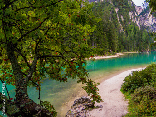 Fototapeta Naklejka Na Ścianę i Meble -  Lake Braies (also known as Pragser Wildsee or Lake Prags), South Tyrol, Dolomites, north Italy