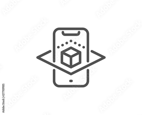 Augmented reality phone line icon. VR simulation sign. 3d cube symbol. Quality design element. Linear style augmented reality icon. Editable stroke. Vector