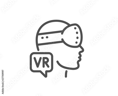 Augmented reality line icon. VR simulation sign. Gaming headset glasses symbol. Quality design element. Linear style augmented reality icon. Editable stroke. Vector